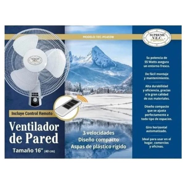 Ventilador de Pared VEC 16 Pulgadas Blanco Supreme W1655W Sale