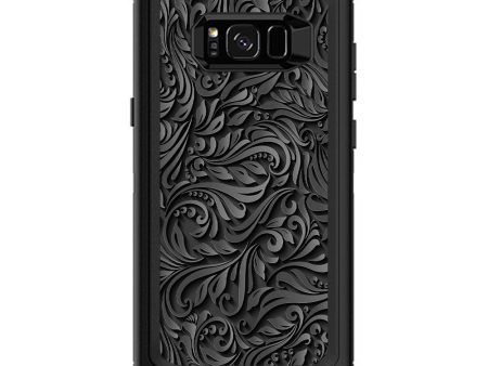 Black Flowers Floral Pattern Otterbox Defender Samsung Galaxy S8 Plus Skin Supply