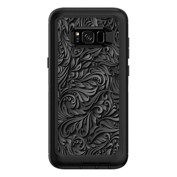 Black Flowers Floral Pattern Otterbox Defender Samsung Galaxy S8 Plus Skin Supply