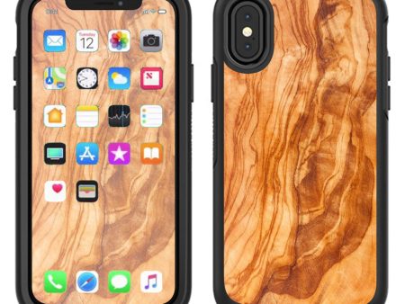 Marble Wood Design Cherry Mahogany Otterbox Defender Apple iPhone X Skin For Sale