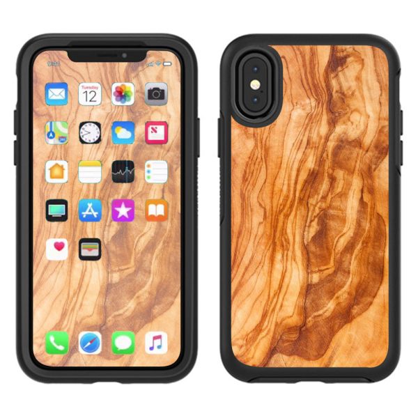 Marble Wood Design Cherry Mahogany Otterbox Defender Apple iPhone X Skin For Sale